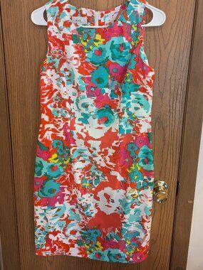 ALYX Floral Multicolor Sleeveless Sheath Zip Career Dress-Women's 8